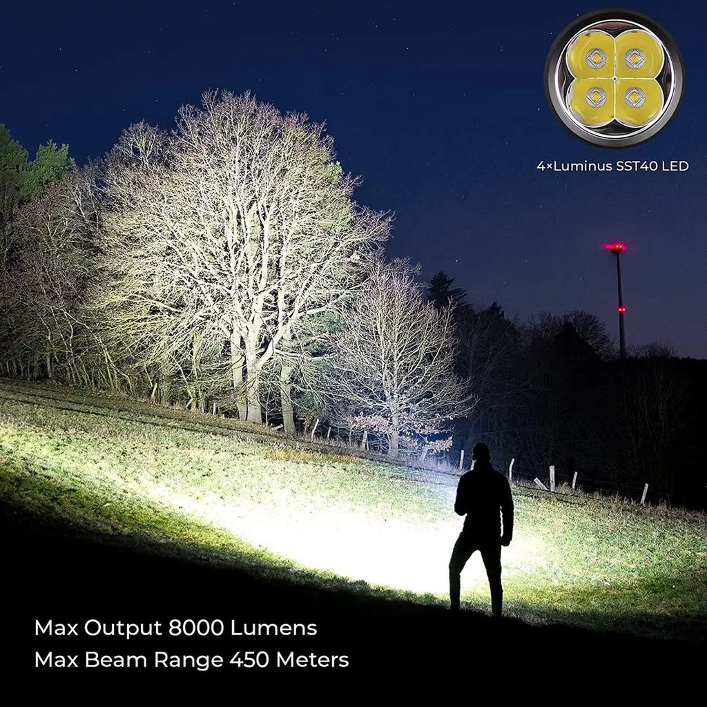 Sofirn SP36 Pro 8000lm Leistungsstarke LED-Taschenlampe 4*SST40 USB C wiederaufladbare 18650 Taschenlampe